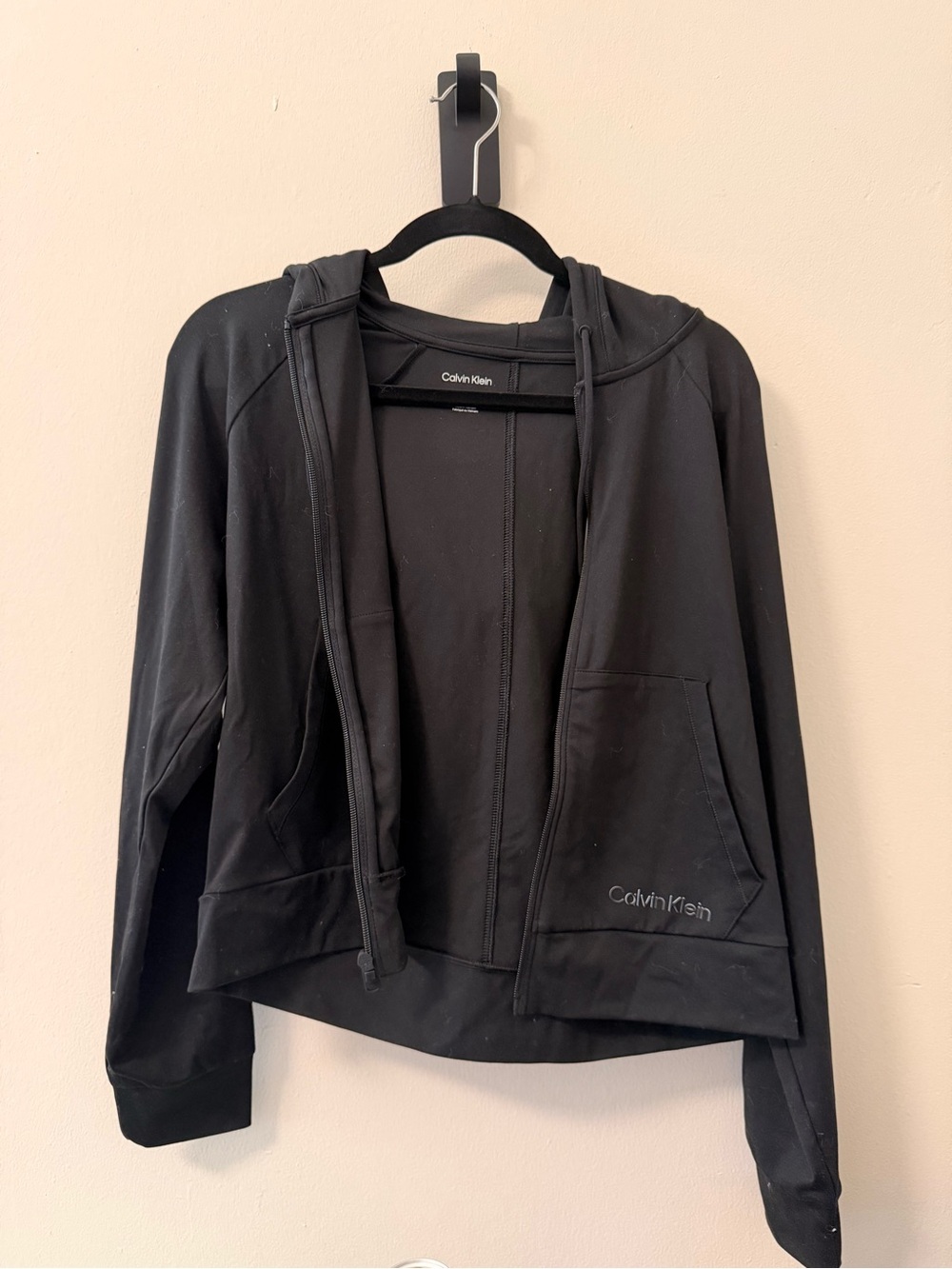 Calvin Klein Black Hooded Zip Jacket with Subtle Logo